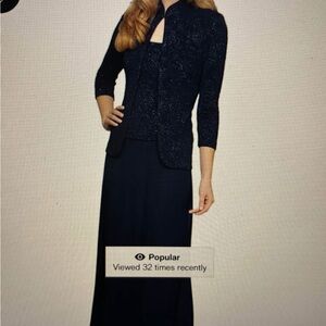 Alex Evenings Navy Sparkle Dress with Jacket